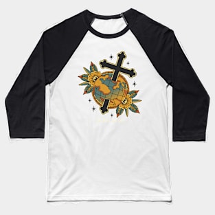 Cross Globe American Traditional Tattoo Flash Baseball T-Shirt